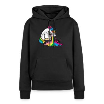 Caca Licorne Caca Passer Breaking Drôle - Sweat à capuche Premium bio Femme - noir - Devant - Julia (174cm)