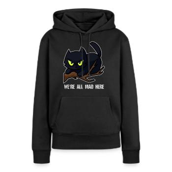 Chat énervé - Sweat à capuche Premium bio Femme - noir - Devant - Julia (174cm)