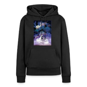 Chemise psychédélique astronaute LSD - Sweat à capuche Premium bio Femme - noir - Devant - Julia (174cm)