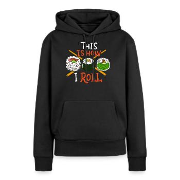 Sushi Sushi Sushi - Sweat à capuche Premium bio Femme - noir - Devant - Julia (174cm)
