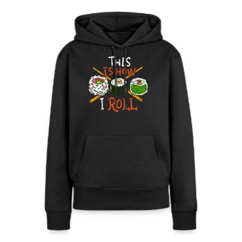 Sushi Sushi Sushi - Sweat à capuche Premium bio Femme - noir - Devant - Julia (174cm)