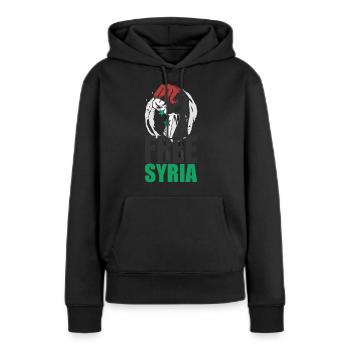 T-shirt gratuit Syrie Drapeau Syrie: Drapeau Syrie Ob - Sweat à capuche Premium bio Femme - noir - Devant - Julia (174cm)