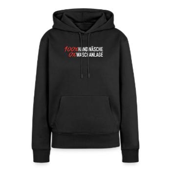 100% Handwäsche - Frauen Premium Bio Hoodie - Schwarz - Vorne - Julia (174cm)