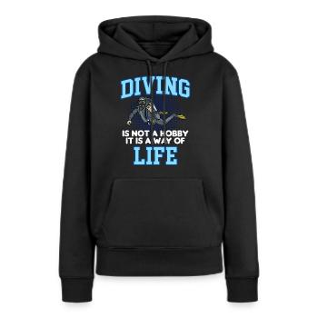 DIVING LIFE - Sweat à capuche Premium bio Femme - noir - Devant - Julia (174cm)