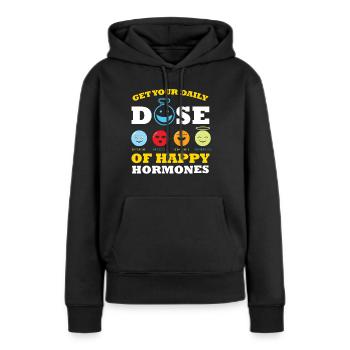Hormones Café - Dopamine Ocytocine Sérotonine Edorph - Sweat à capuche Premium bio Femme - noir - Devant - Julia (174cm)