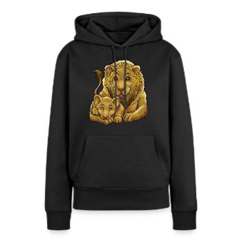 Löwe Vater Sohn Tochter Dschungel Baby Kind Zoo - Frauen Premium Bio Hoodie - Schwarz - Vorne - Julia (174cm)
