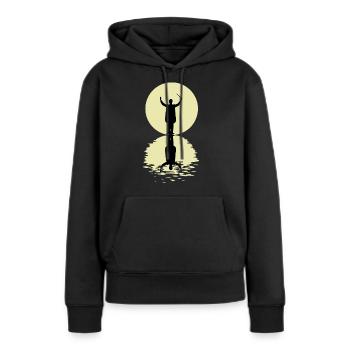 Le chef d'orchestre et la lune - Sweat à capuche Premium bio Femme - noir - Devant - Julia (174cm)