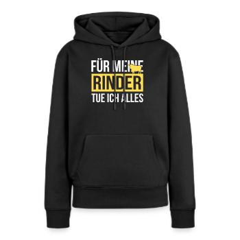 Rinder Rinderstall Rind - Frauen Premium Bio Hoodie - Schwarz - Vorne - Julia (174cm)
