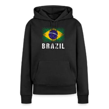 Brasilien - Frauen Premium Bio Hoodie - Schwarz - Vorne - Julia (174cm)