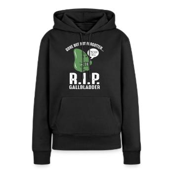 La vésicule biliaire a disparu, mais n’oublie pas. - Sweat à capuche Premium bio Femme - noir - Devant - Julia (174cm)