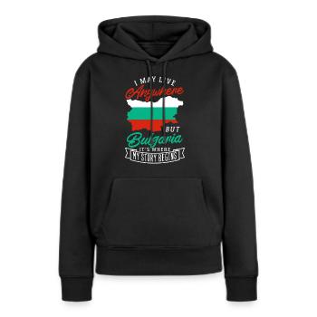 Bulgarie - Sweat à capuche Premium bio Femme - noir - Devant - Julia (174cm)