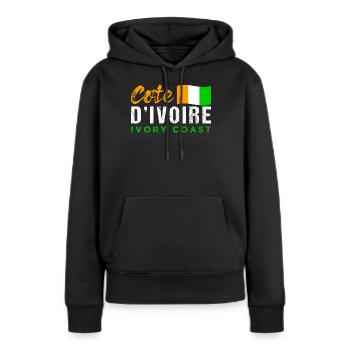 côte-d'Ivoire - Sweat à capuche Premium bio Femme - noir - Devant - Julia (174cm)