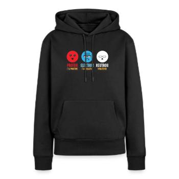 Science chimie protons electrons neutrons - Sweat à capuche Premium bio Femme - noir - Devant - Julia (174cm)