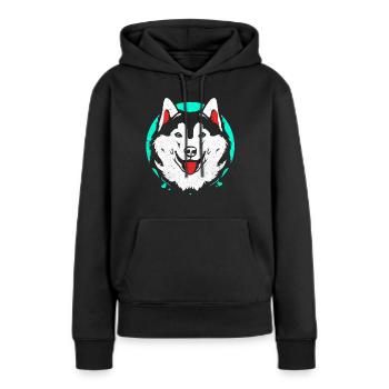 Husky - Frauen Premium Bio Hoodie - Schwarz - Vorne - Julia (174cm)