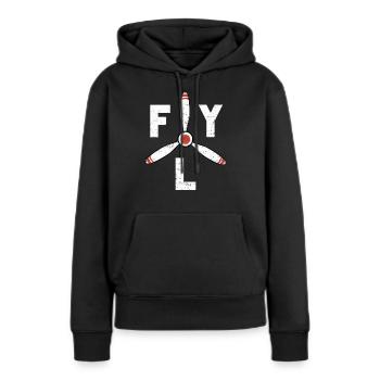 Vol d'avions à hélices - Sweat à capuche Premium bio Femme - noir - Devant - Julia (174cm)