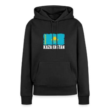 Kasachstan - Frauen Premium Bio Hoodie - Schwarz - Vorne - Julia (174cm)