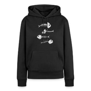 Poisson squelette arête de poisson halloween - Sweat à capuche Premium bio Femme - noir - Devant - Julia (174cm)