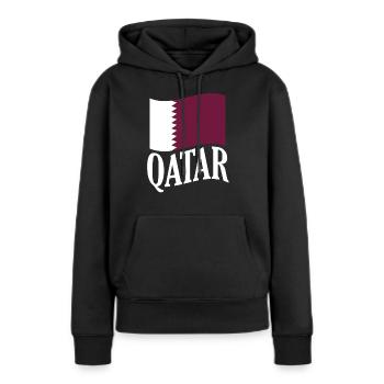 Qatar - Sweat à capuche Premium bio Femme - noir - Devant - Julia (174cm)