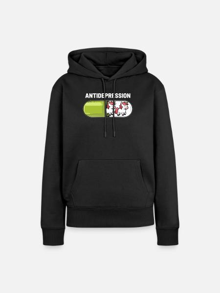 Einhorn Anti Depression Kapsel - Frauen Premium Bio Hoodie - Schwarz