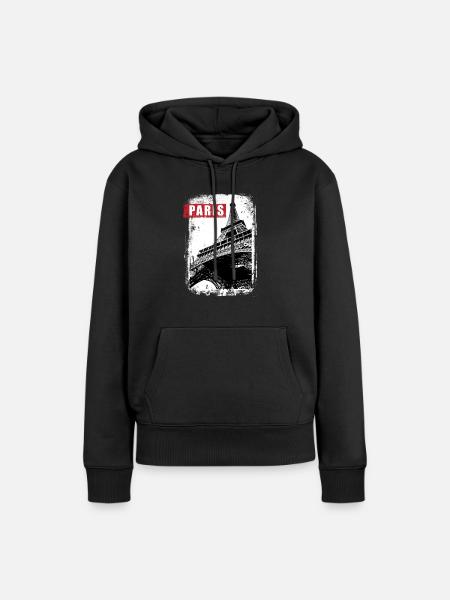 Paris - Frauen Premium Bio Hoodie - Schwarz