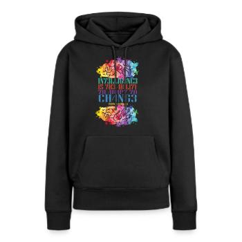 L'intelligence est la capacité de s'adapter au changement - Sweat à capuche Premium bio Femme - noir - Devant - Julia (174cm)