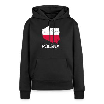 Polska Polen Polnische Flagge Polnisch - Frauen Premium Bio Hoodie - Schwarz - Vorne - Julia (174cm)
