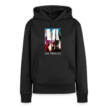 Los Angeles - Sweat à capuche Premium bio Femme - noir - Devant - Julia (174cm)