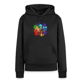 La palette de l'artiste-peintre - Sweat à capuche Premium bio Femme - noir - Devant - Julia (174cm)