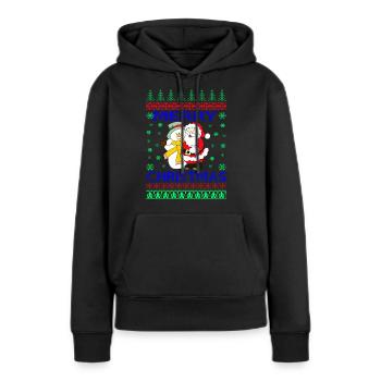 JOYEUX NOEL - Sweat à capuche Premium bio Femme - noir - Devant - Julia (174cm)