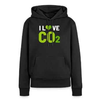 J'aime le CO2 - Sweat à capuche Premium bio Femme - noir - Devant - Julia (174cm)