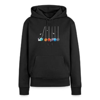 Weltraum Astronaut Pendel Rakete Sonnensystem - Frauen Premium Bio Hoodie - Schwarz - Vorne - Julia (174cm)