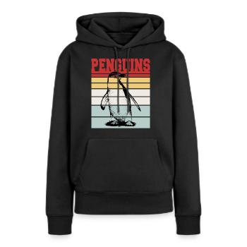 PENGUINS - Frauen Premium Bio Hoodie - Schwarz - Vorne - Julia (174cm)