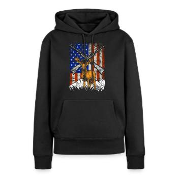 Jagen USA Wildjagd Hirsch Geweih Jaeger 4 - Frauen Premium Bio Hoodie - Schwarz - Vorne - Julia (174cm)