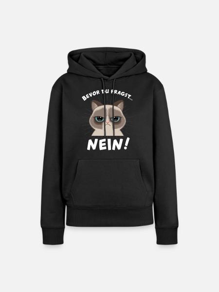 mürrische Katze - Frauen Premium Bio Hoodie - Schwarz