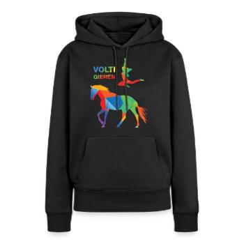 Voltige - Sweat à capuche Premium bio Femme - noir - Devant - Julia (174cm)