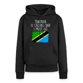 Tanzanie - Sweat à capuche Premium bio Femme - noir - Devant - Julia (174cm)