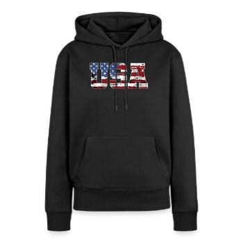 USA drapeau américain - Sweat à capuche Premium bio Femme - noir - Devant - Julia (174cm)