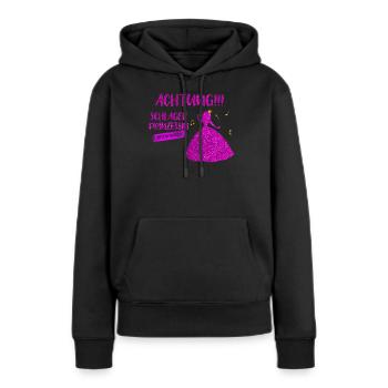 Achtung! Schlagerprinzessin unterwegs - Frauen Premium Bio Hoodie - Schwarz - Vorne - Julia (174cm)