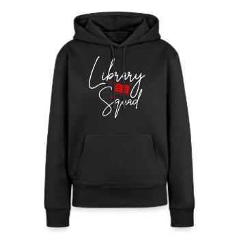 Bibliotheks-Kader - Frauen Premium Bio Hoodie - Schwarz - Vorne - Julia (174cm)