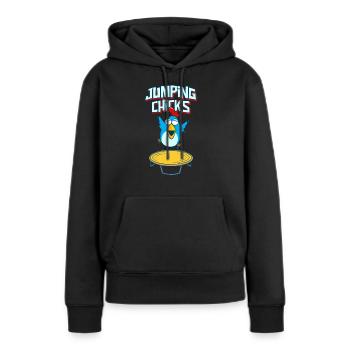 Jumping Chick Trampoline Humour - Sweat à capuche Premium bio Femme - noir - Devant - Julia (174cm)