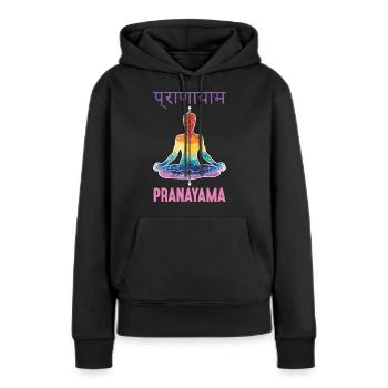 Pranayama Buddhismus Zen Yoga Meditation - Frauen Premium Bio Hoodie - Schwarz - Vorne - Julia (174cm)
