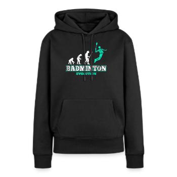 Badminton Badmintonspieler - Frauen Premium Bio Hoodie - Schwarz - Vorne - Julia (174cm)