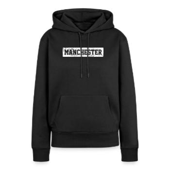 Manchester - Sweat à capuche Premium bio Femme - noir - Devant - Julia (174cm)