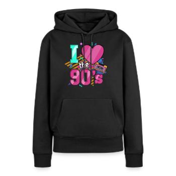 90er Jahre Neunziger Musik Party - Frauen Premium Bio Hoodie - Schwarz - Vorne - Julia (174cm)