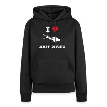 Perverser Humor Muff Tauchen Oral Sex Witz - Frauen Premium Bio Hoodie - Schwarz - Vorne - Julia (174cm)