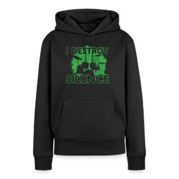 Schlagzeuger Schlagzeug - Frauen Premium Bio Hoodie - Schwarz - Vorne - Julia (174cm)