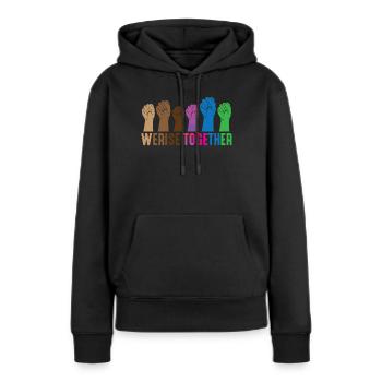Résistance féministe dignité humaine justice - Sweat à capuche Premium bio Femme - noir - Devant - Julia (174cm)