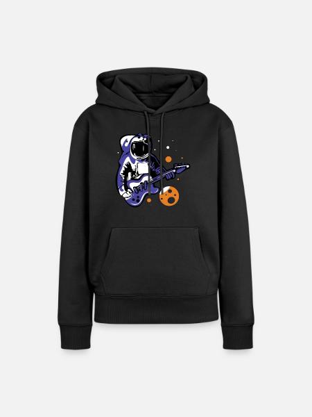 Gitarren Astronaut - Frauen Premium Bio Hoodie - Schwarz