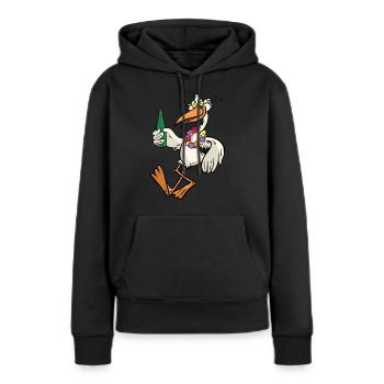 Cigogne ivre - Sweat à capuche Premium bio Femme - noir - Devant - Julia (174cm)