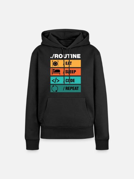 Eat Sleep Code Repeat Programmierer - Frauen Premium Bio Hoodie - Schwarz